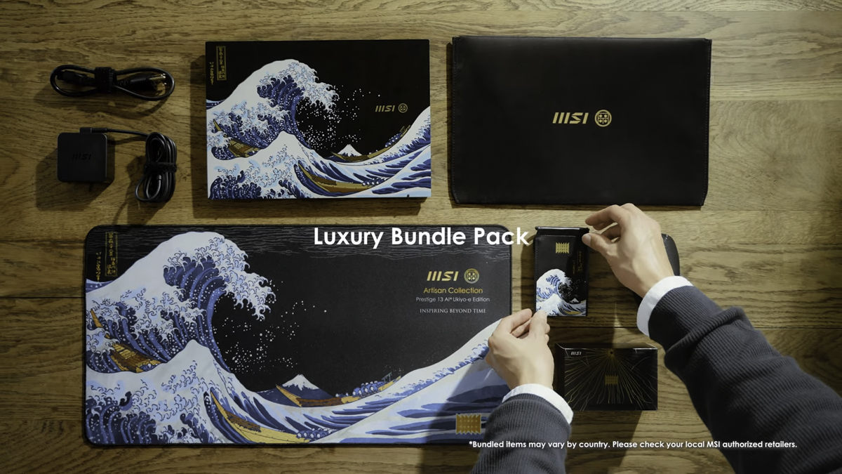 tren tay phụ kiện đi kèm MSI Prestige 13 AI+ Ukiyoe Edition