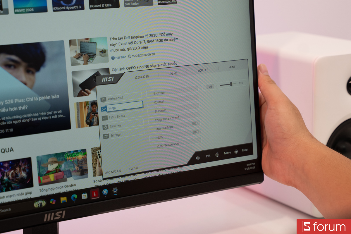 Các thiết lập có sẵn trên MSI MP242L