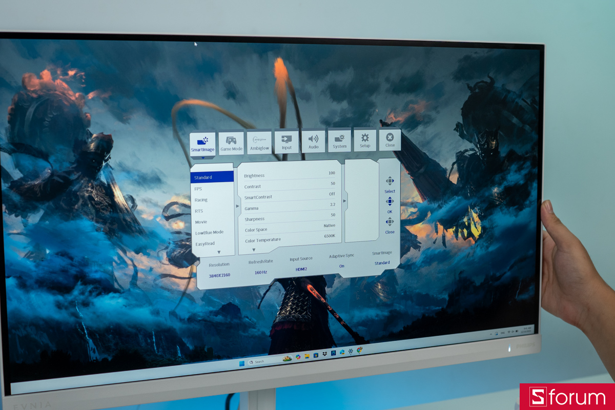 Các profile màu có sẵn trên màn