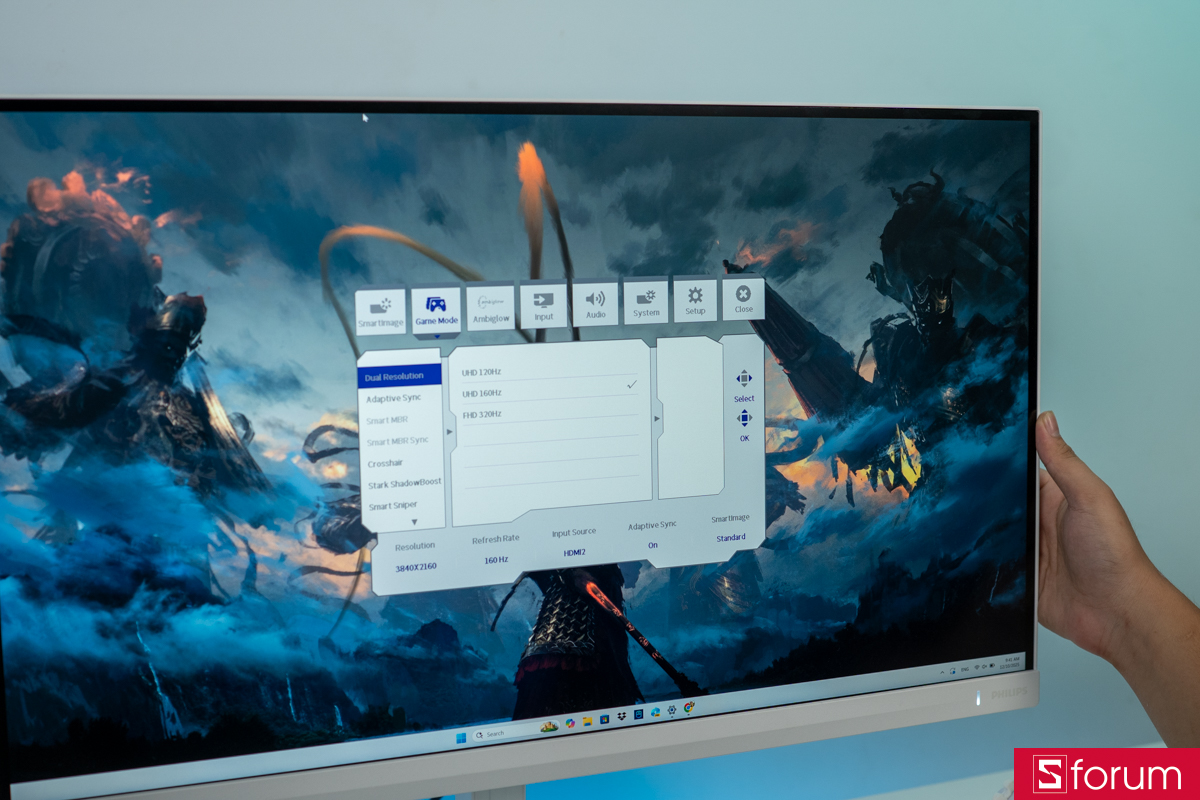 Điều chỉnh độ phân giải và tần số quét