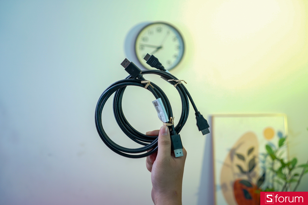 Cáp HDMI và DisplayPort đi kèm