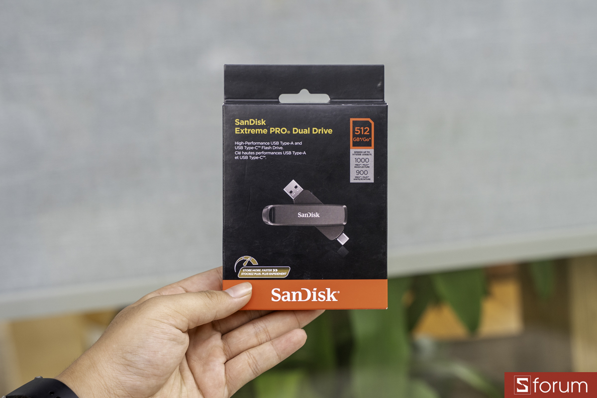 Mặt trước vỏ hộp SanDisk Extreme Pro Dual Drive 512GB