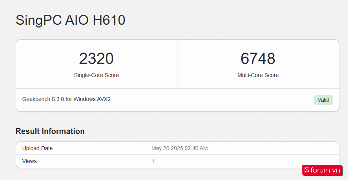Hiệu năng SingPC AIO H610