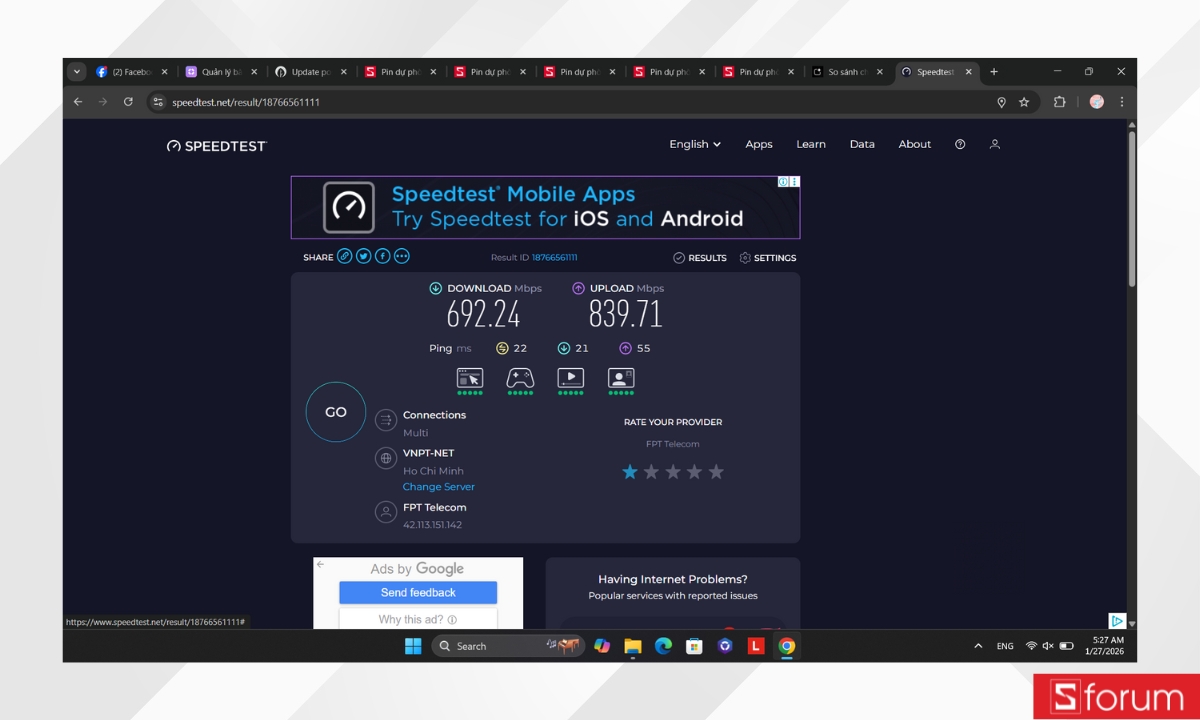 Tốc độ mạng 5GHz trên TP-Link Archer AX53