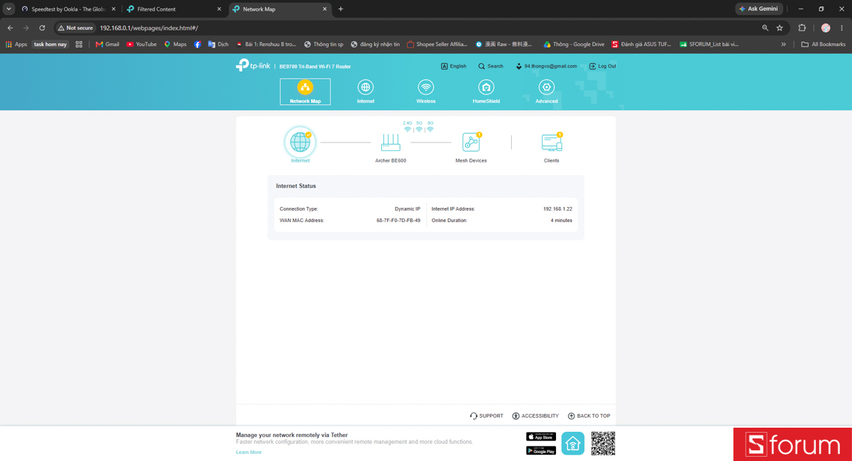 Thiết lập TP-Link Archer BE600 trên website