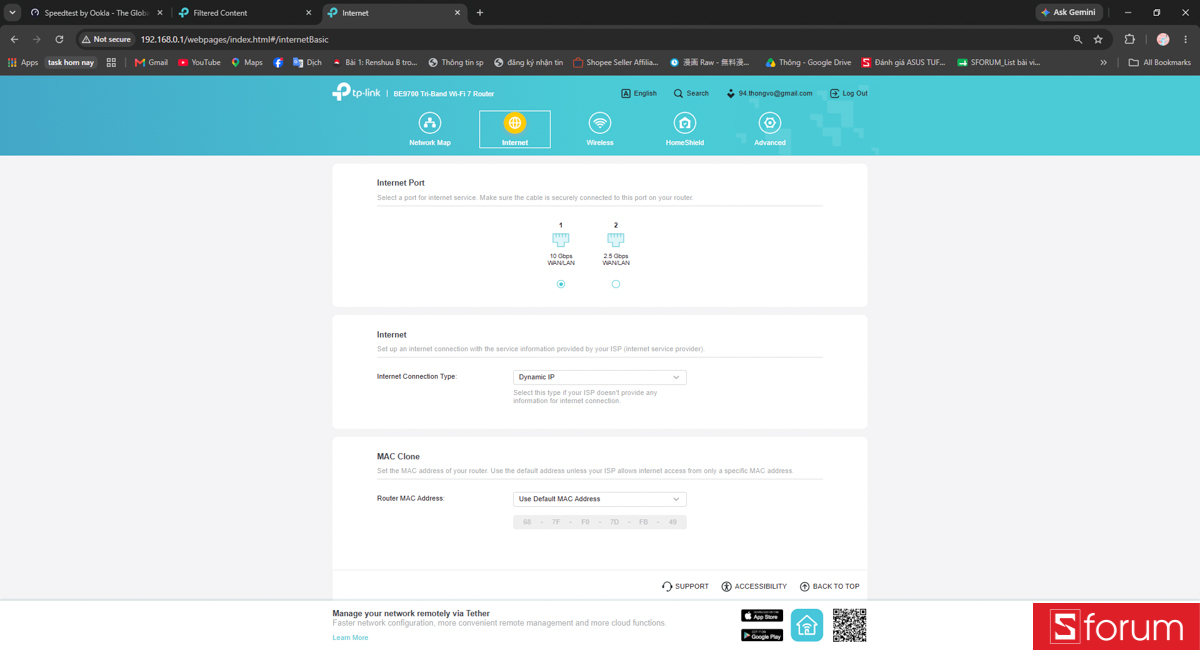 Thiết lập TP-Link Archer BE600 trên website