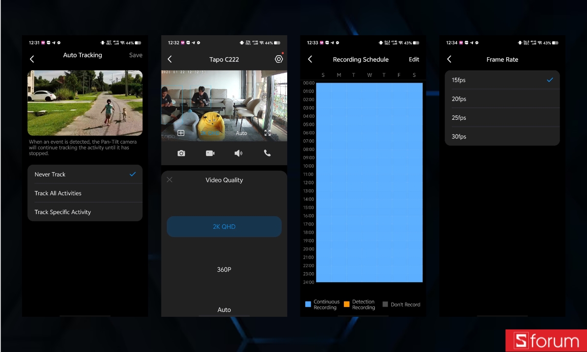 Cài đặt nhận diện, độ phân giải và thời gian quay trong app TAPO