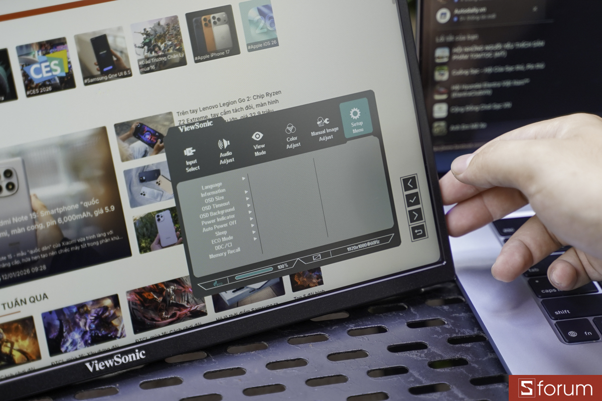 Thiết lập menu trên màn