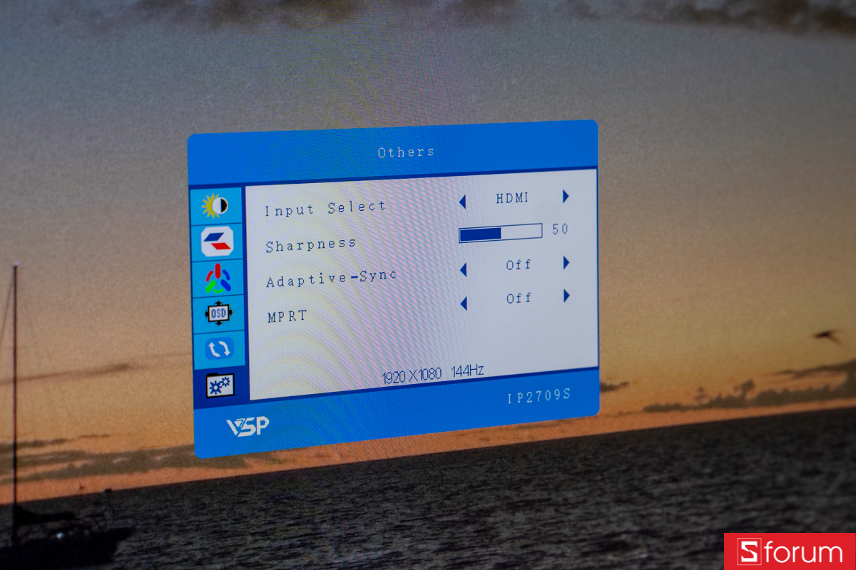 Menu trên VSP IP2709S