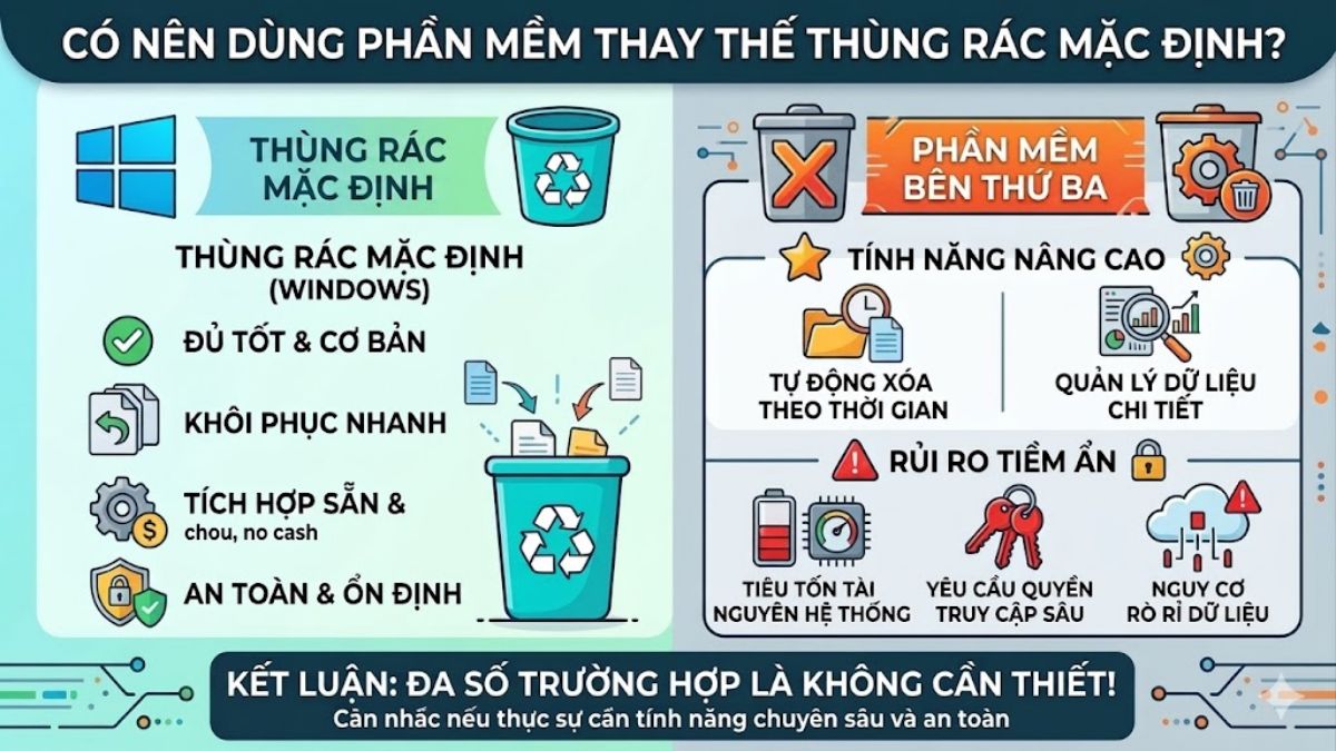 Có nên sử dụng phần mềm thay thế thùng rác mặc định?