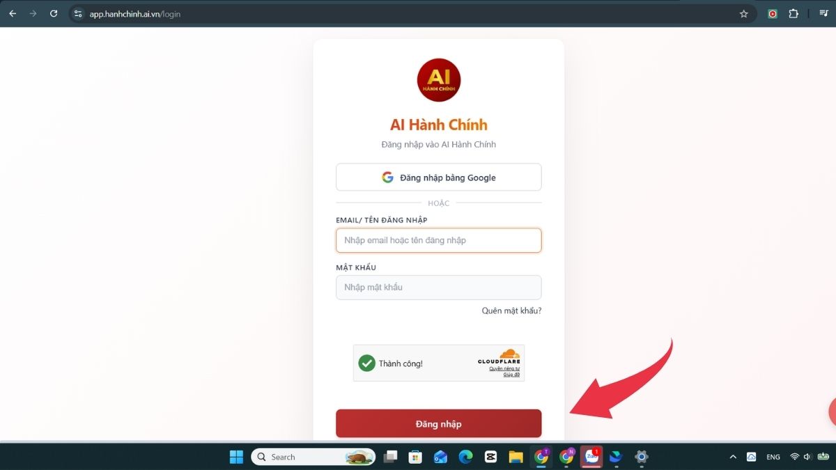 Cách dùng AI soạn thảo văn bản hành chính - Bước 1 đăng nhập
