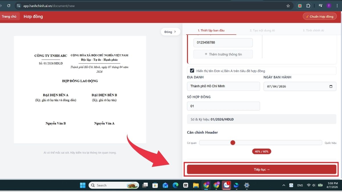 Cách dùng AI soạn thảo văn bản hành chính - Bước 4