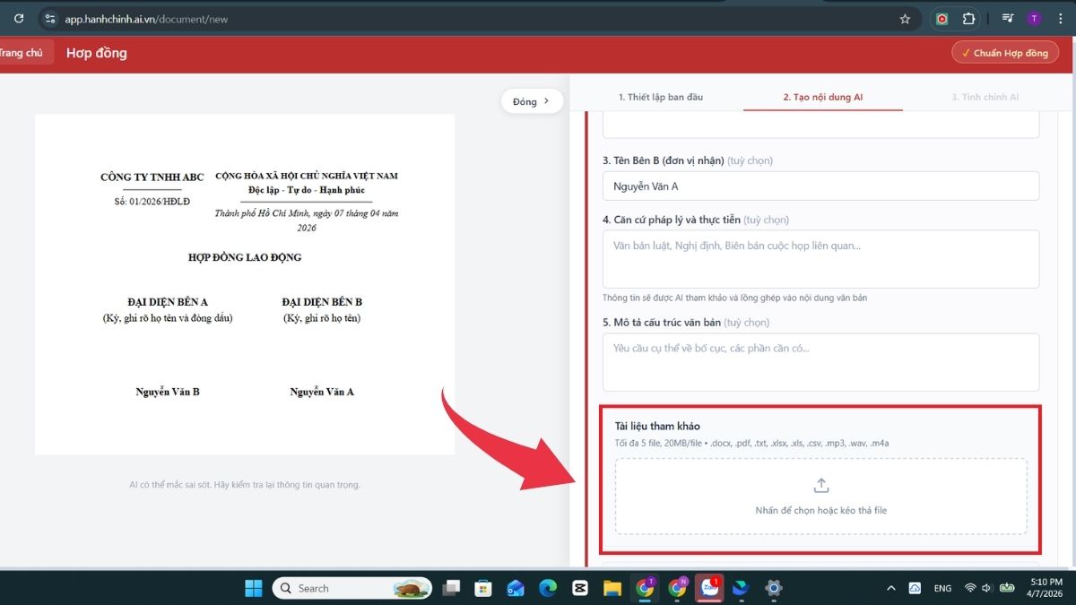 Cách dùng AI soạn thảo văn bản hành chính - Bước 5 tải tài liệu tham khảo