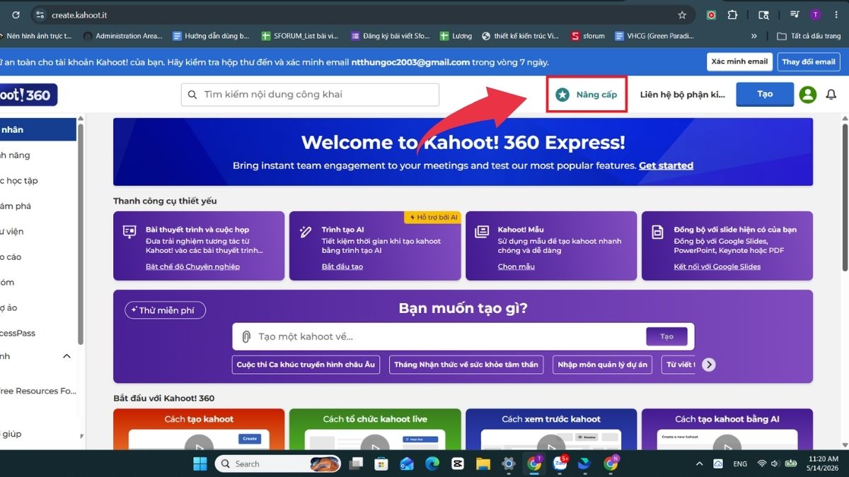 Bảng giá Kahoot - Cách tạo tạo tài khoản - Bước 6