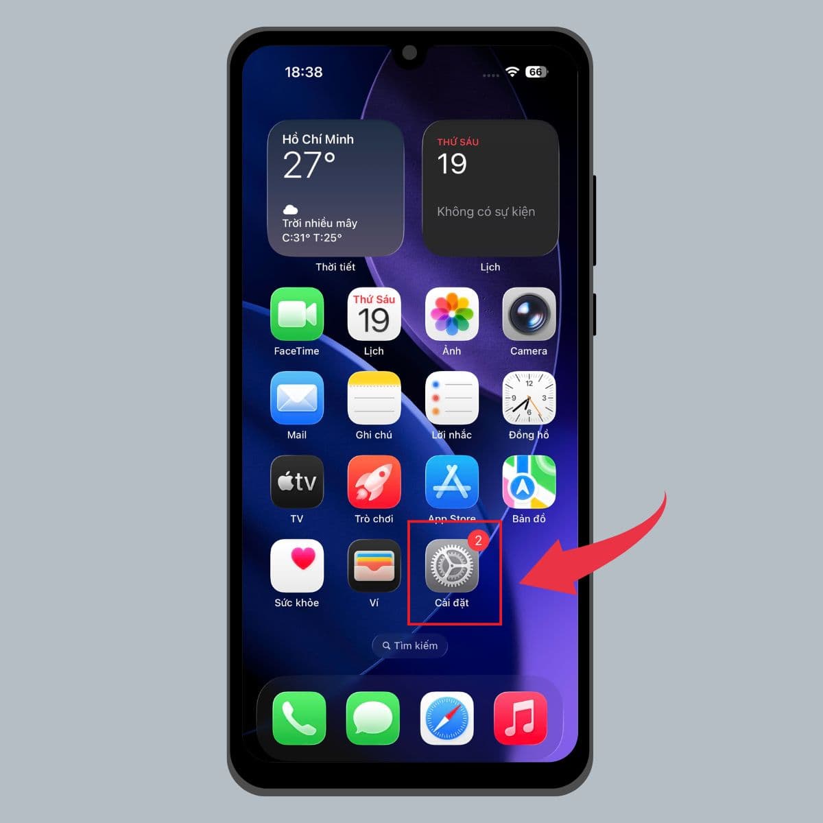 Cách bật lịch âm lịch trên iOS 26 - bước 1