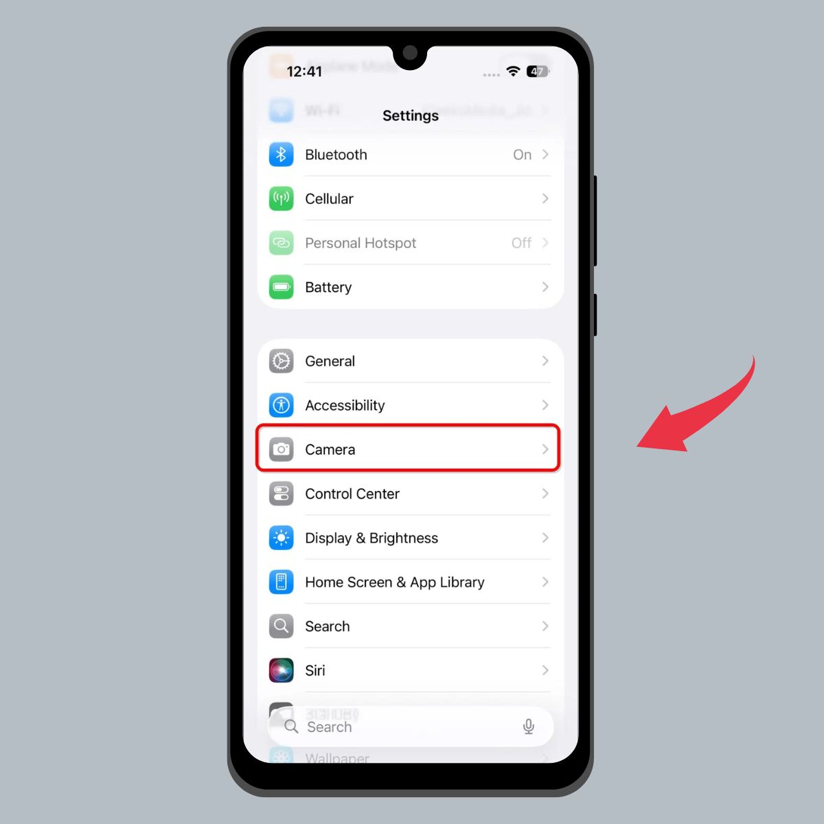 Cách bật thông báo làm sạch camera iPhone - Bước 1