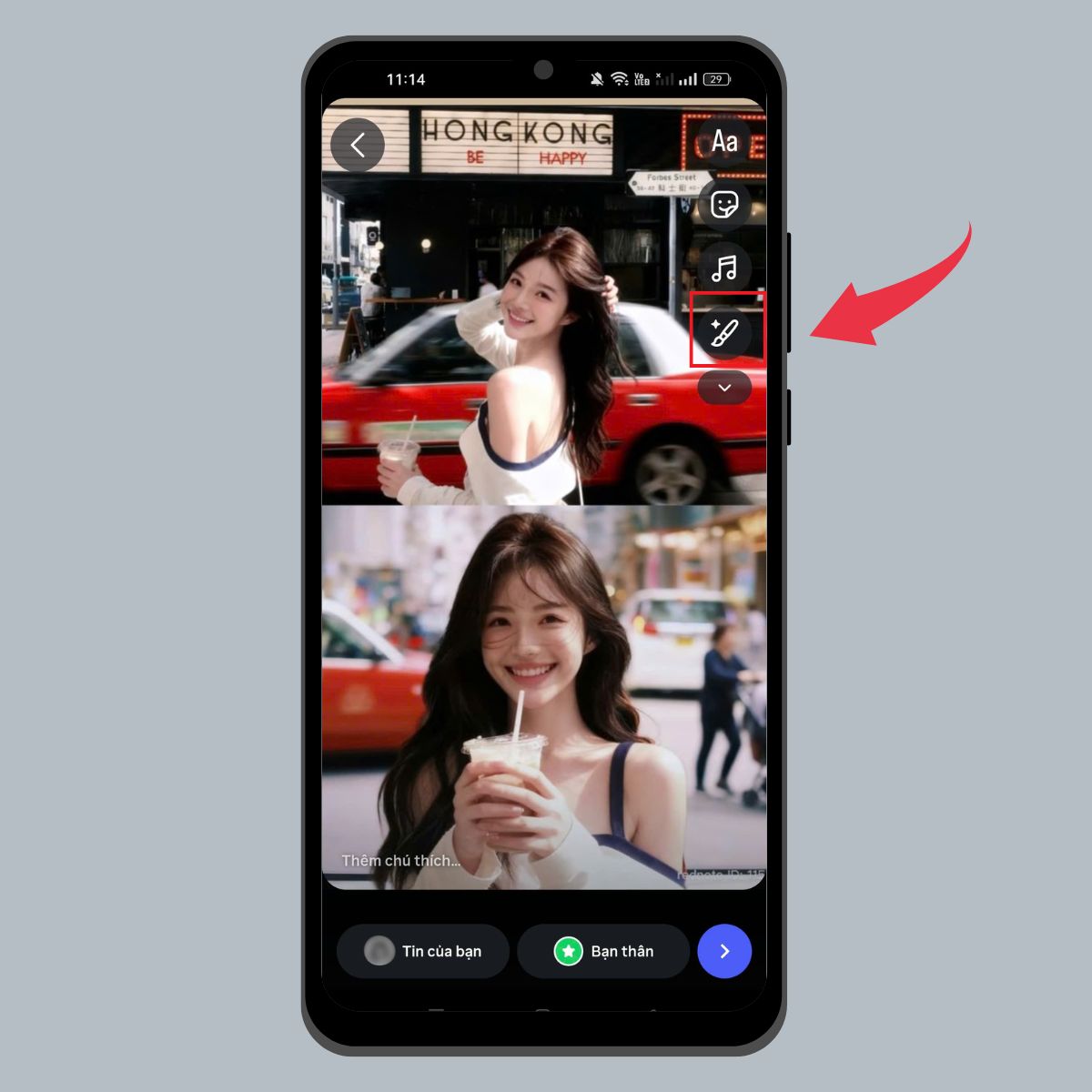 Cách chỉnh ảnh hiệu ứng Flash trên Instagram - Bước 3