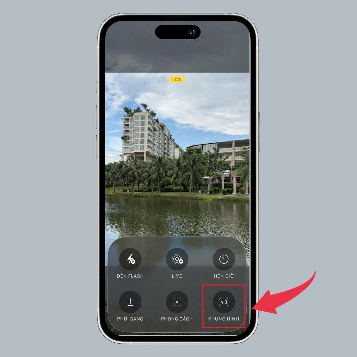 Cách chỉnh camera iPhone 17 Pro Max với tính năng Khung hình - bước 2
