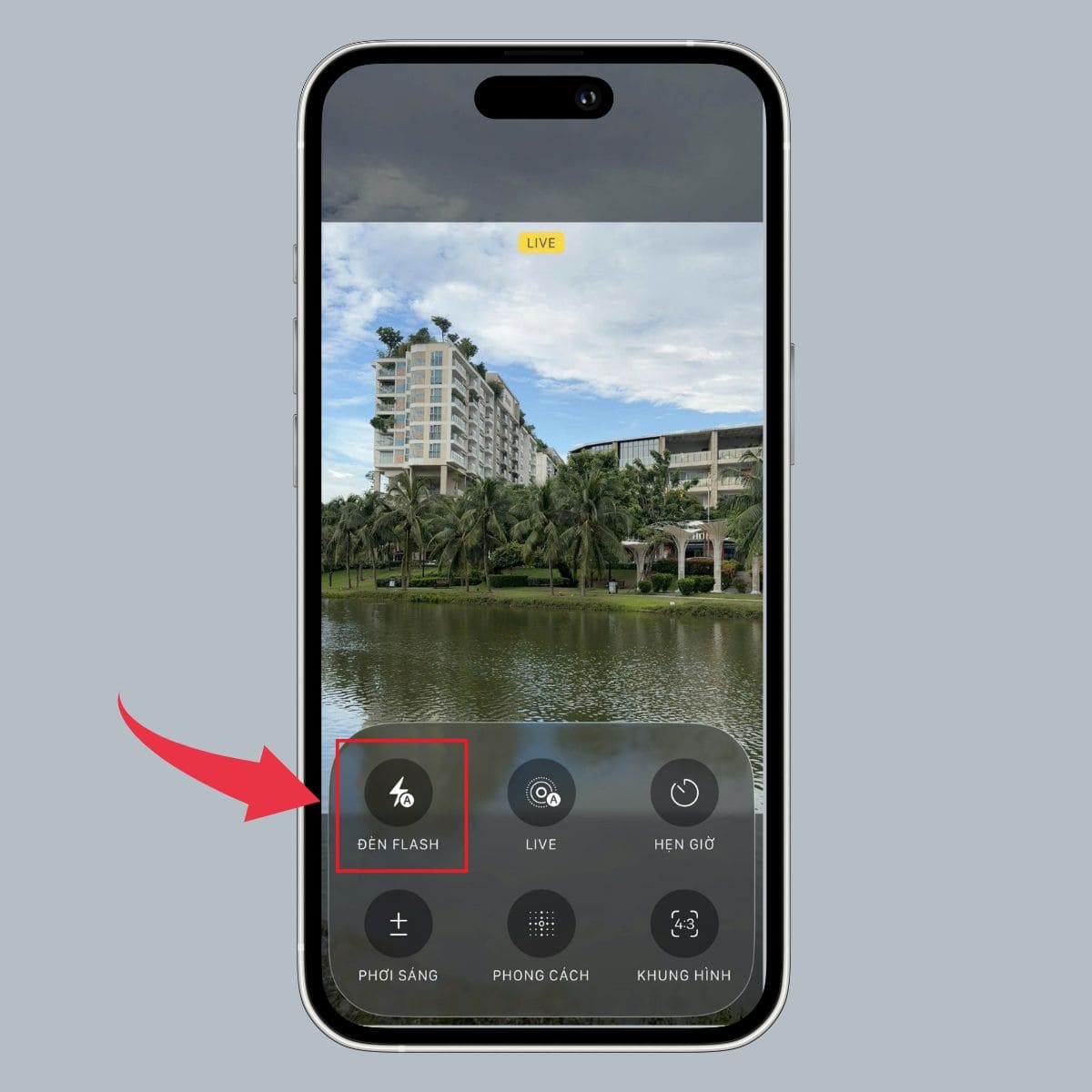 Cách chỉnh camera iPhone 17 Pro Max với tính năng Đèn Flash - bước 2