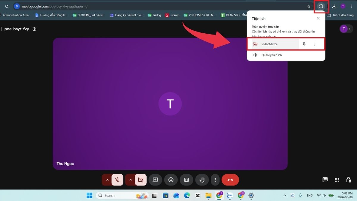Cách chỉnh camera laptop bị ngược trên Google Meet - Bước 4