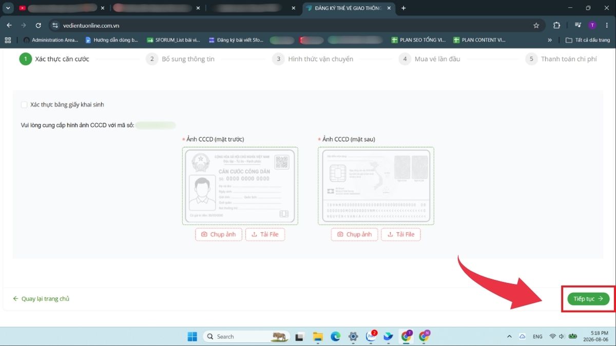 Cách đăng ký thẻ xe buýt miễn phí gắn chip tại Hà Nội  qua website - Bước 3