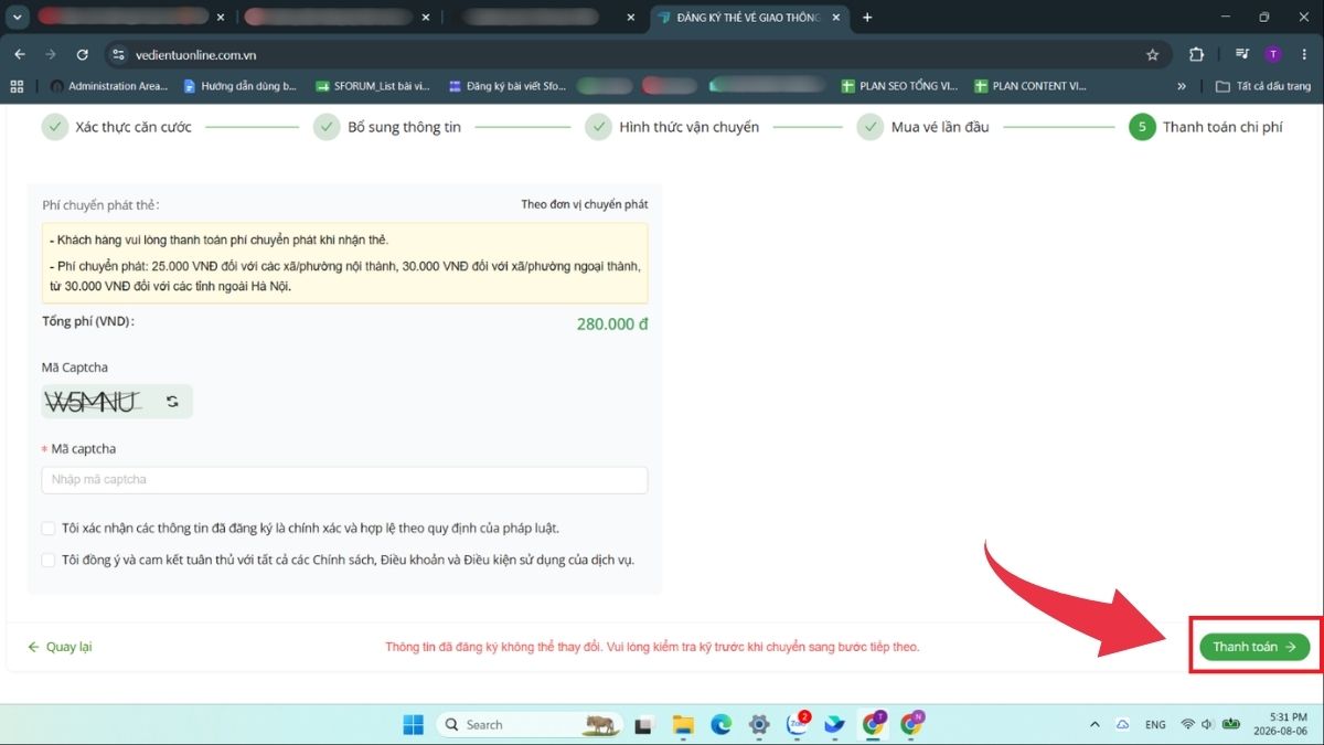 Cách đăng ký thẻ xe buýt miễn phí gắn chip tại Hà Nội  qua website - Bước 7