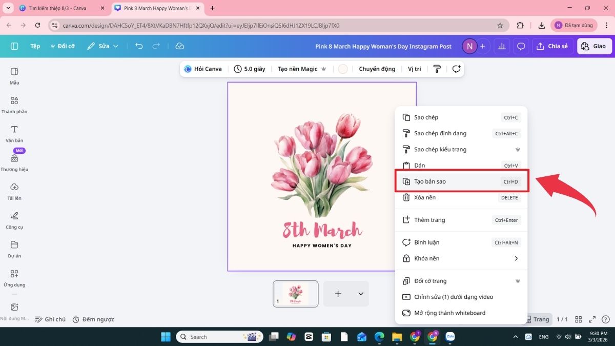 Cách làm thiệp hoa 8/3 có hiệu ứng - Bước 3