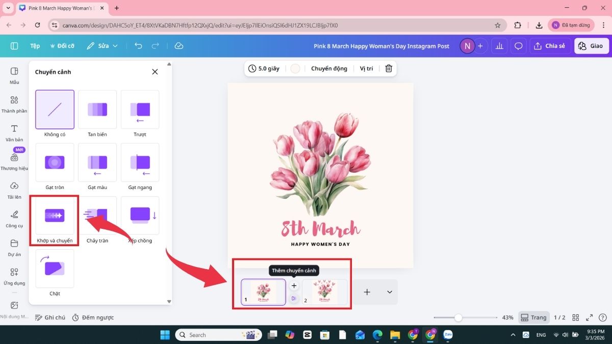 Cách làm thiệp hoa 8/3 có hiệu ứng - Bước 4