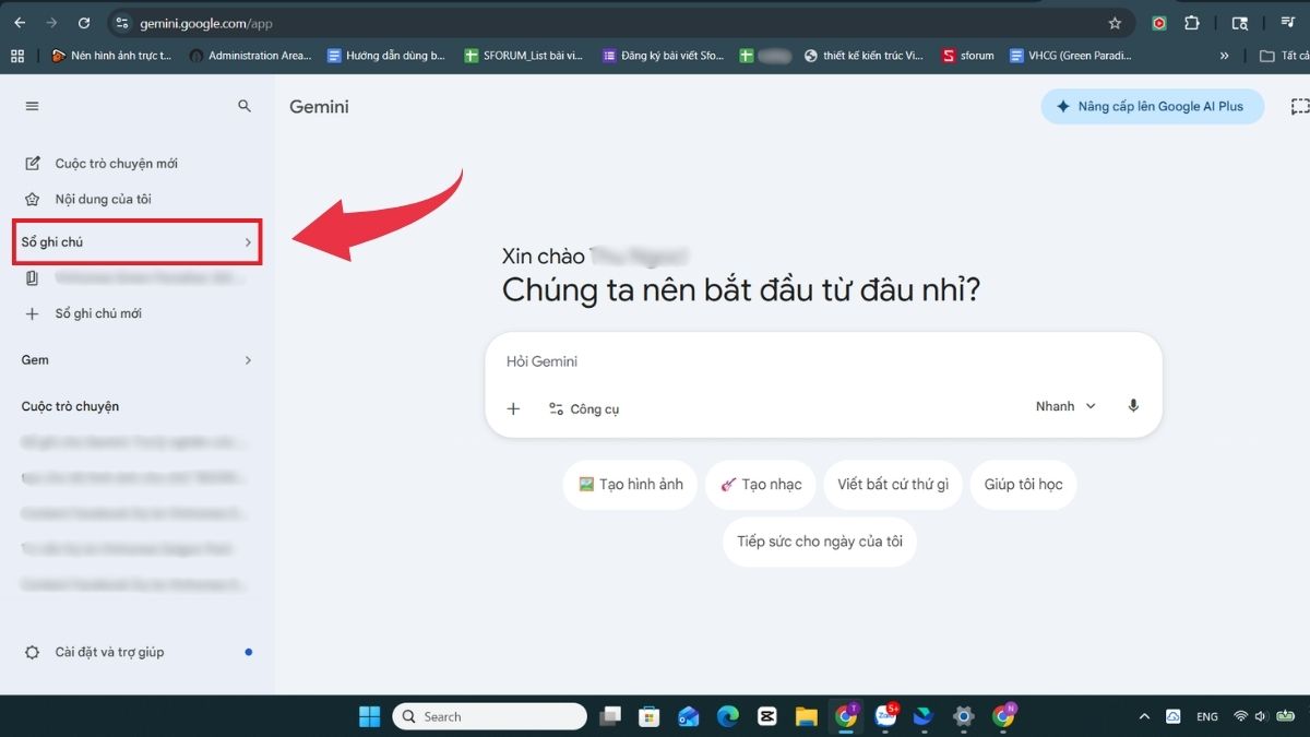 Cách tạo sổ ghi chú mới ngay trong Gemini - Bước 1