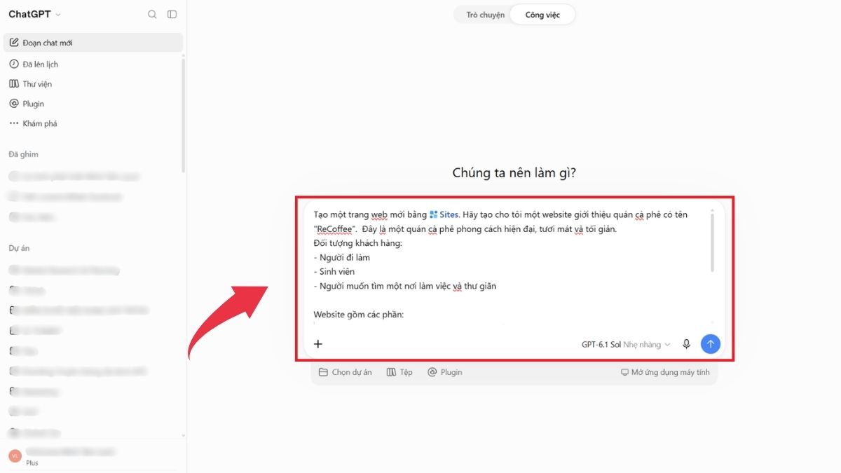 Cách tạo website trên ChatGPT - Bước 2
