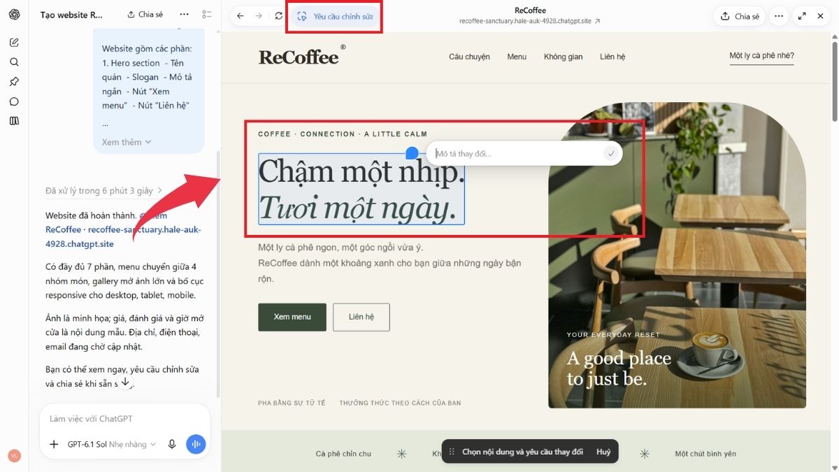 Cách tạo website trên ChatGPT - Bước 4