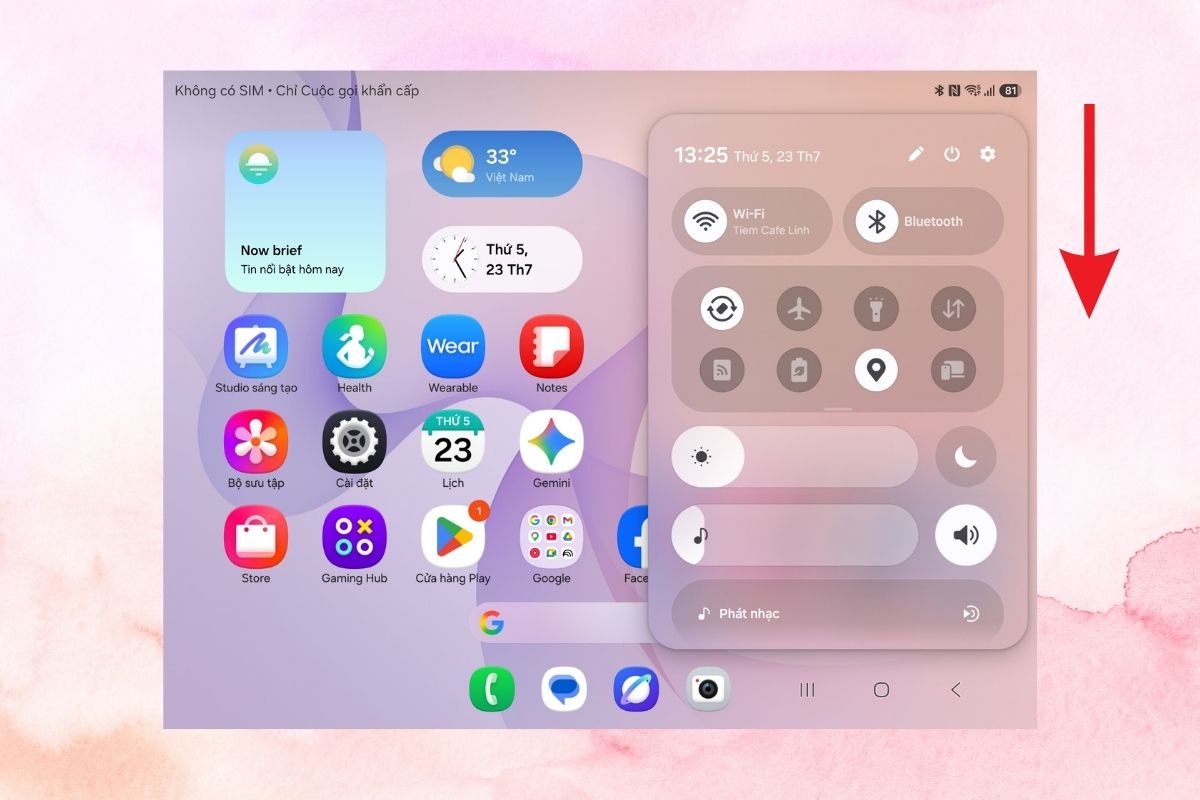 Cách tắt nguồn Galaxy Z Fold 8 bằng bảng điều khiển nhanh - Bước 1