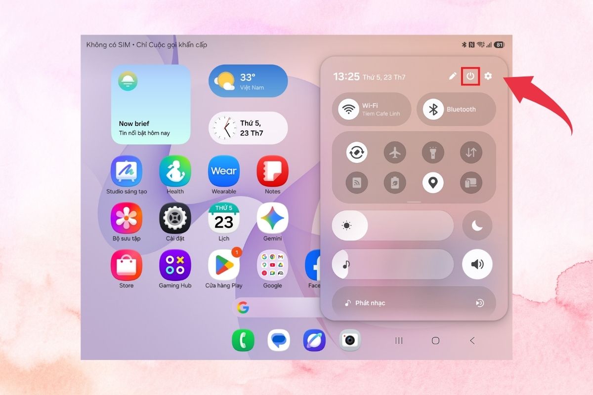 Cách tắt nguồn Galaxy Z Fold 8 bằng bảng điều khiển nhanh - Bước 2