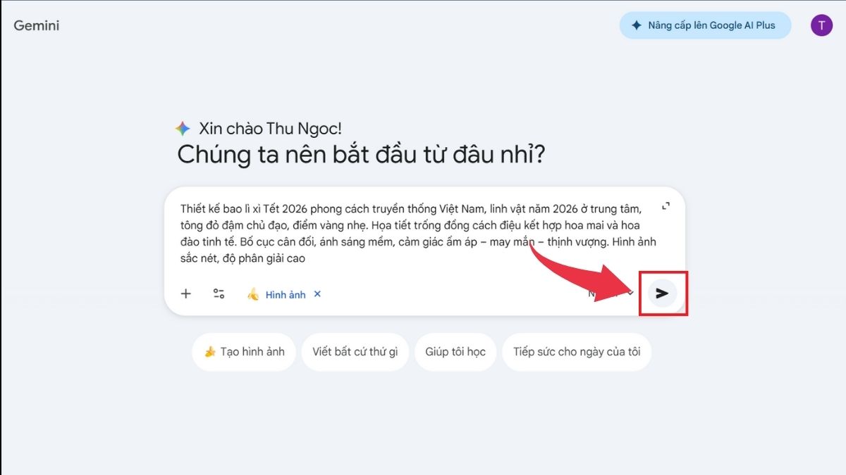 cách thiết kế bao lì xì bằng AI Gemini - Bước 3