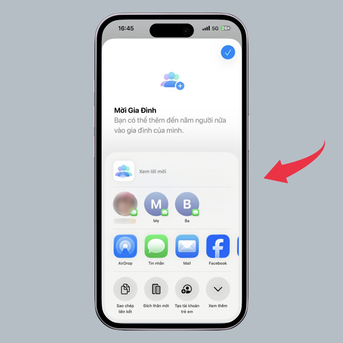 Cách thiết lập tính năng Chia sẻ trong gia đình trên iPhone - Bước 5