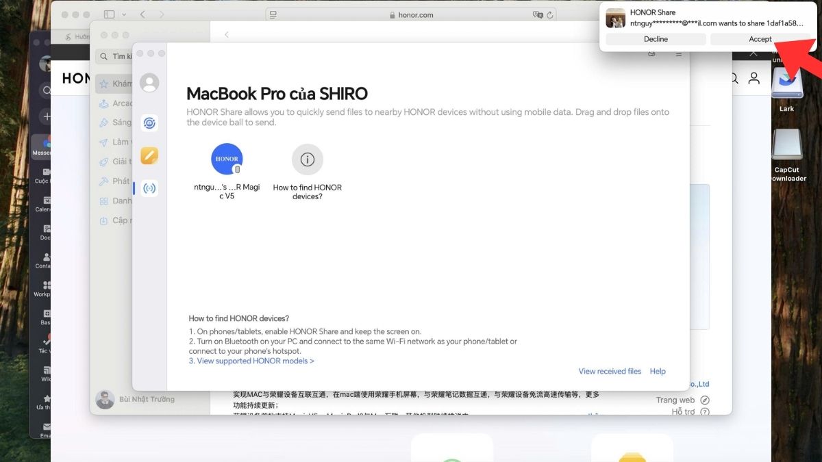 Hướng dẫn cách chia sẻ dữ liệu với MacBook qua Honor Connect-9