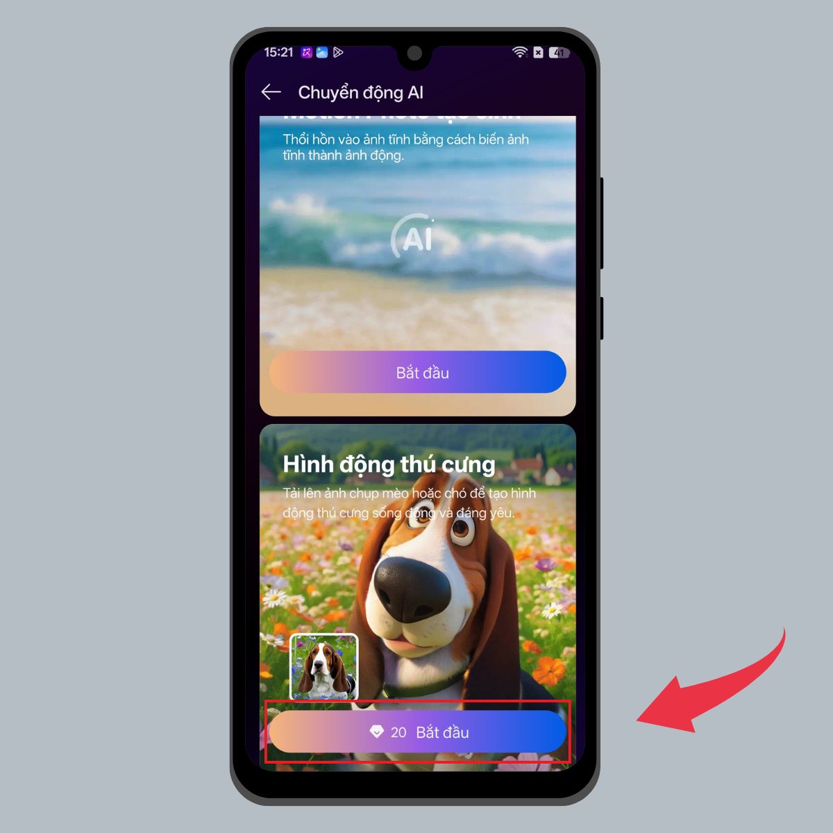 Chuyển động AI hình động thú cưng - Chọn bắt đầu