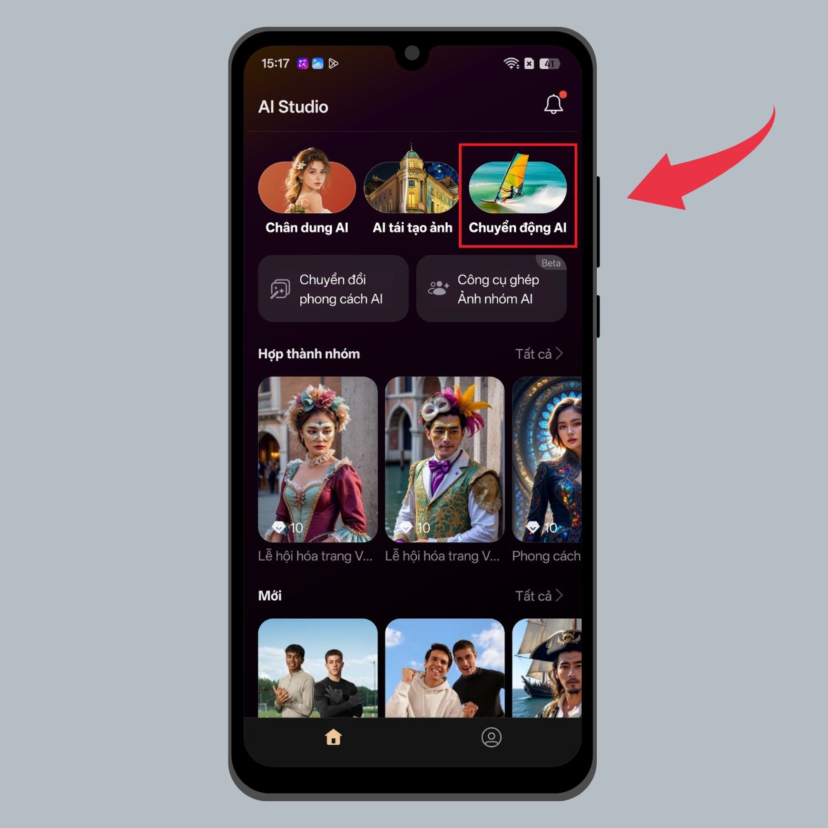 Cách sử dụng tính năng chuyển động AI live tua nhanh thời gian - Chọn chuyển động AI