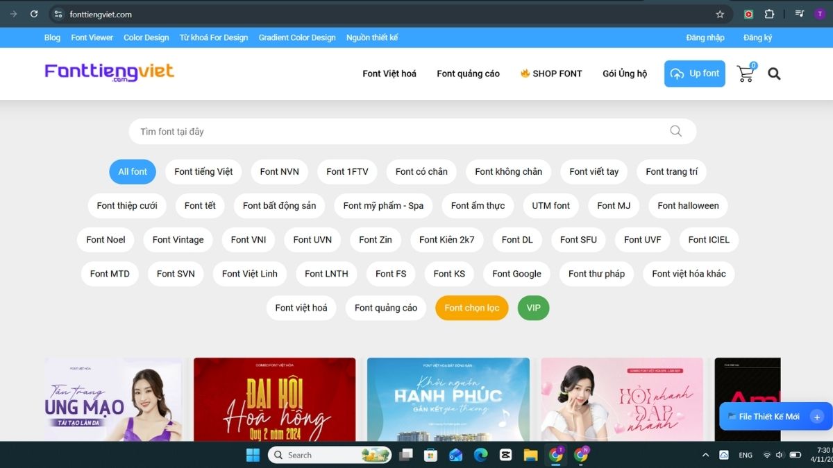 Cài đặt font chữ Giỗ Tổ Hùng Vương - Bước 1