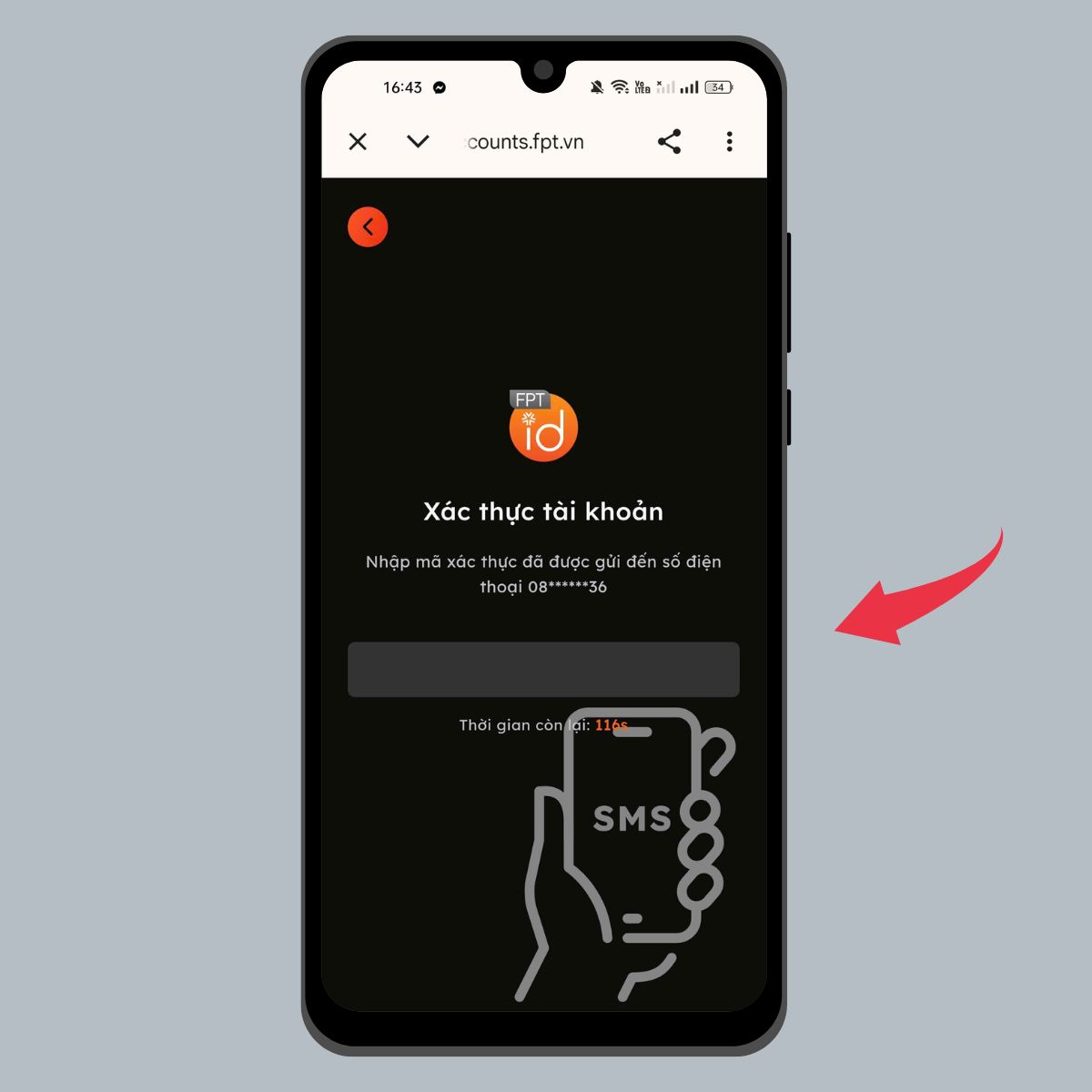 Hướng dẫn cách xem Táo Quân trên FPT Play - Bước 2 nhập mã OTP