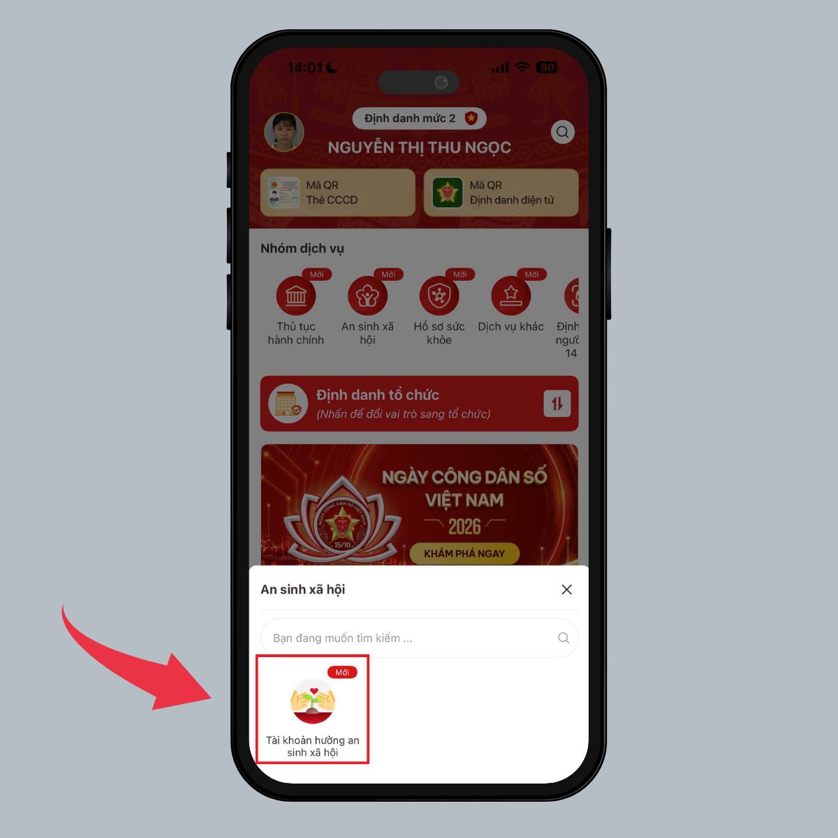 Hướng dẫn nhận lương hưu qua VNeID - Bước 3