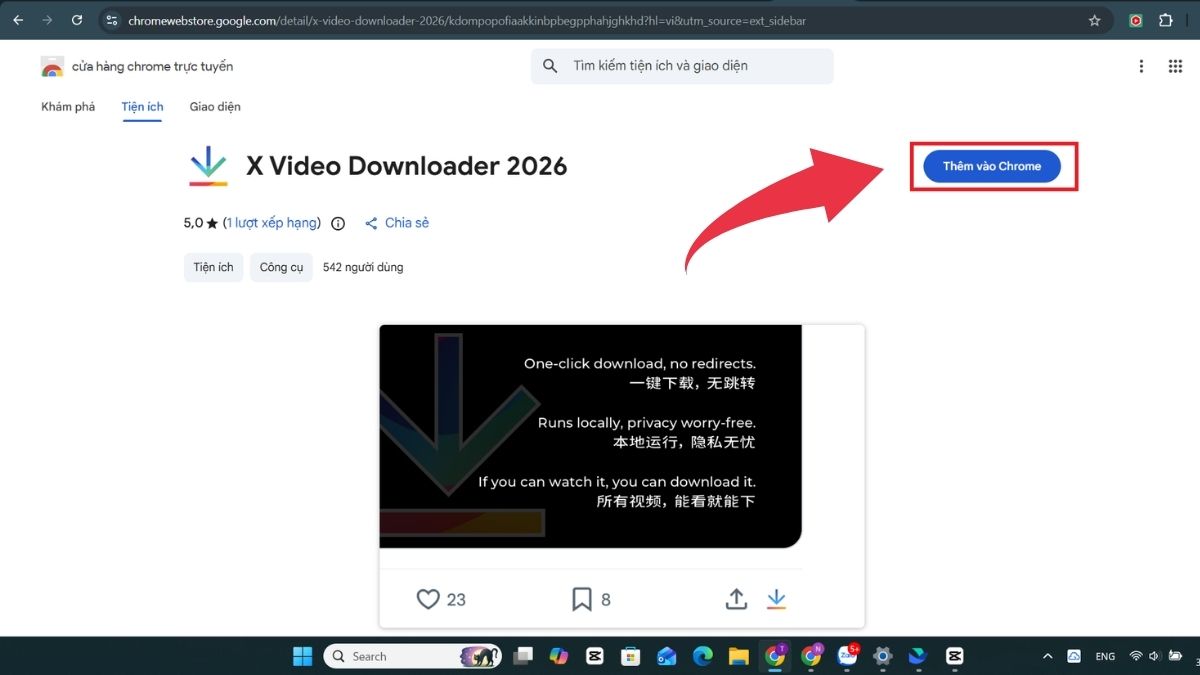 Hướng dẫn tải video X trên PC bằng tiện ích - Bước 1