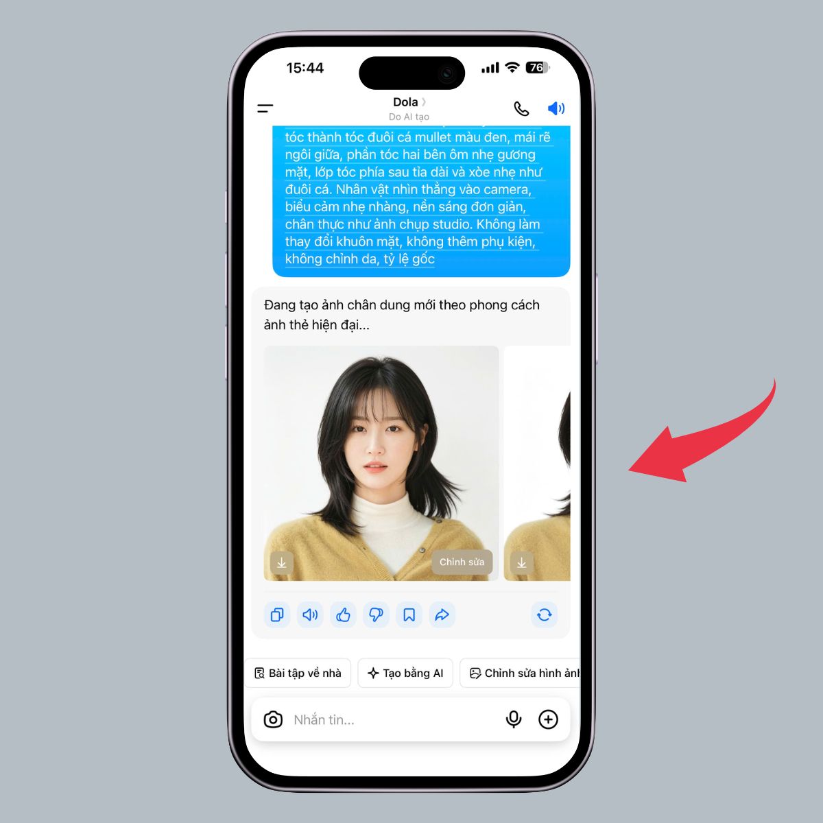 Hướng dẫn tạo ảnh thẻ tóc đuôi cá bằng AI - Bước 5