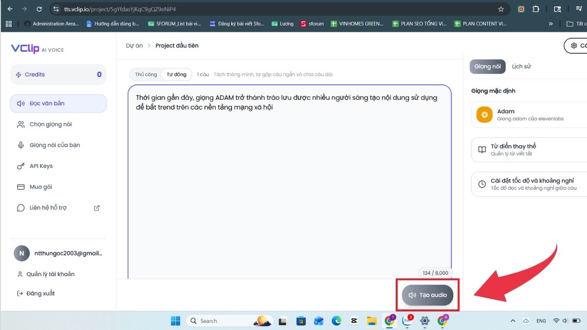 Hướng dẫn tạo giọng ADAM - Bước 4