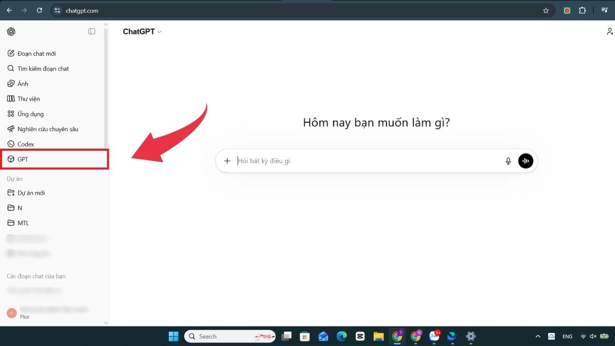 Hướng dẫn tạo trợ lý AI cá nhân trên ChatGPT - Bước 1 chọn mục GPT