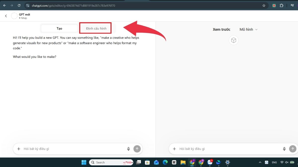 Hướng dẫn tạo trợ lý AI cá nhân trên ChatGPT - Bước 2 định cấu hình