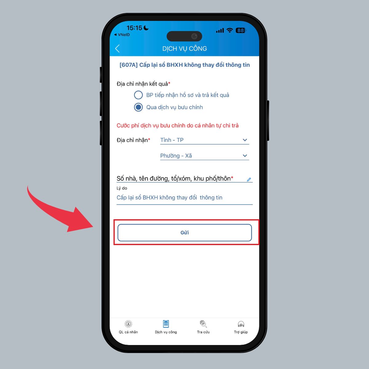 Hướng dẫn xách xin cấp lại tờ rời BHXH qua VssID - Bước 3