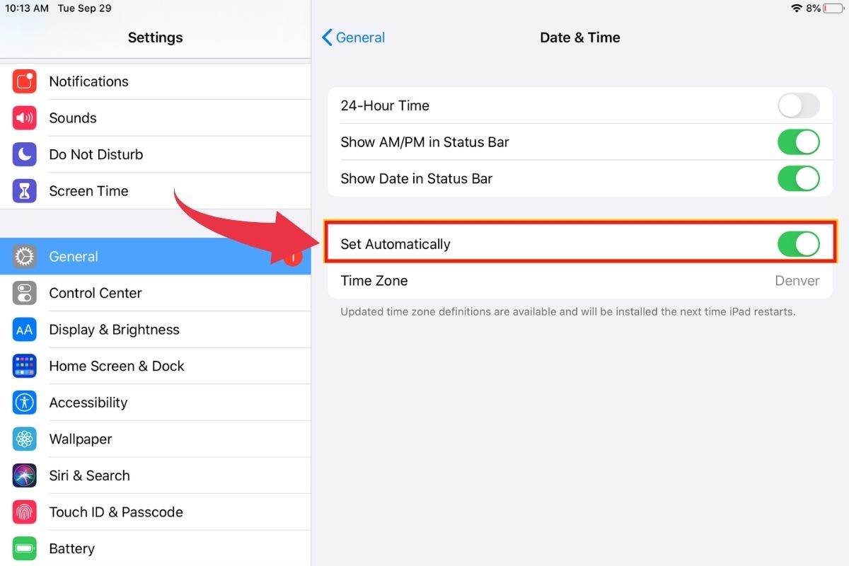 Kiểm tra ngày giờ để khắc phục iPad không kết nối App Store - Bước 3