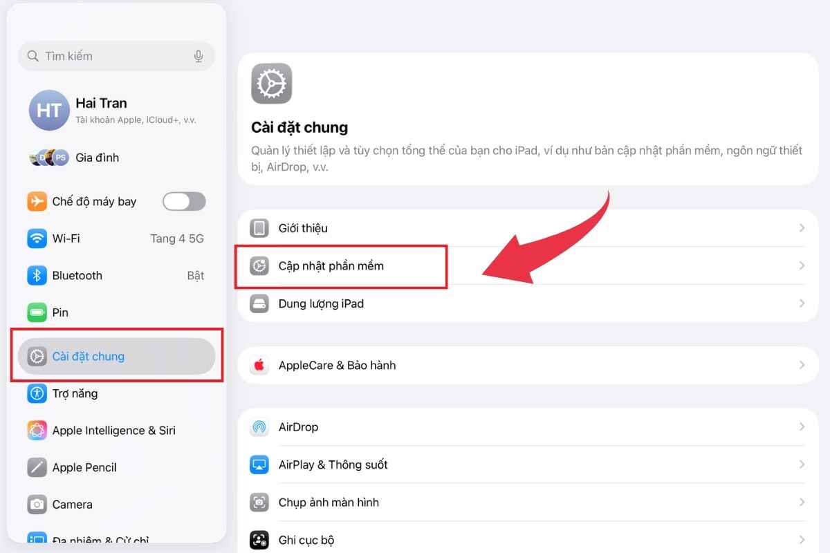 Cập nhật phần mềm để khắc phục iPad không kết nối App Store - Bước 2