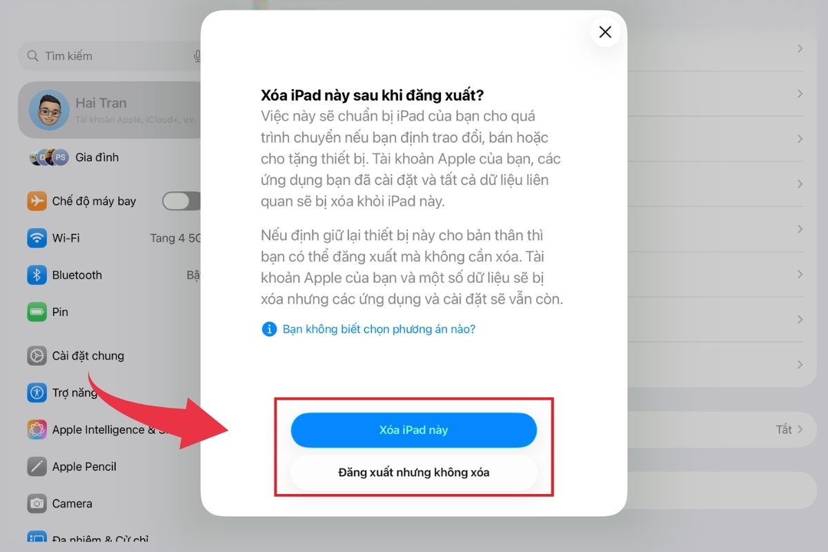 Đăng xuất Apple ID để khắc phục iPad không kết nối App Store - Bước 3
